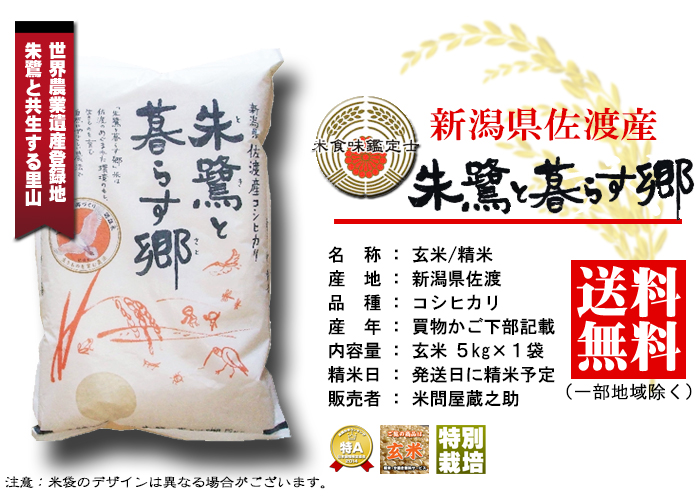 令和4年新潟県佐渡産コシヒカリ特別栽培米10kg