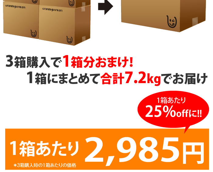 3箱購入で1箱おまけ