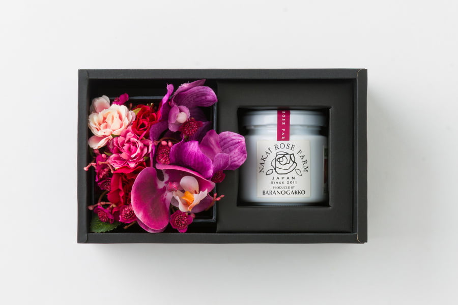 【母の日ギフト】バラのコンフィチュールとアーティフィシャルフラワーのセット／ナカイローズファーム