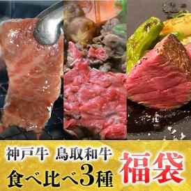神戸牛・鳥取和牛3種を食べ比べ！すき焼き・焼肉・ステーキを思う存分満喫！！