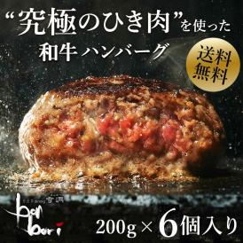 【送料無料(本州)】究極のひき肉で作る 濃厚 牛100% ハンバーグステーキ 200g×6個入り (プレーン２００ｇ)