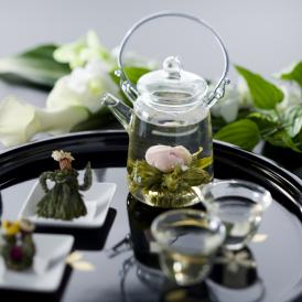 バラの康藝銘茶（5種）とオリジナルグラスの花咲くお茶ギフトセット