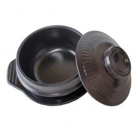 チゲ用トゥッペギ（土鍋） 直径14cm×1個、メラミン製トレー・フタ付き　常温便・クール冷蔵便可
