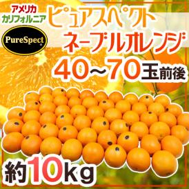 カリフォルニア産 プレミアムオレンジ ”ピュアスペクトネーブルオレンジ” 40～70玉前後 約10kg【予約 12月末以降】 送料無料