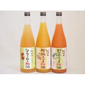 果物梅酒3本セット(国産シークァーサー梅酒 5種の和歌山県産柑橘ミックス梅酒 ７種の国産野菜ミックス
