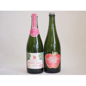 りんご果汁100％ジュースとりんごのお酒2本セット(北海道シードルやや甘口 青森県産りんご100%マ