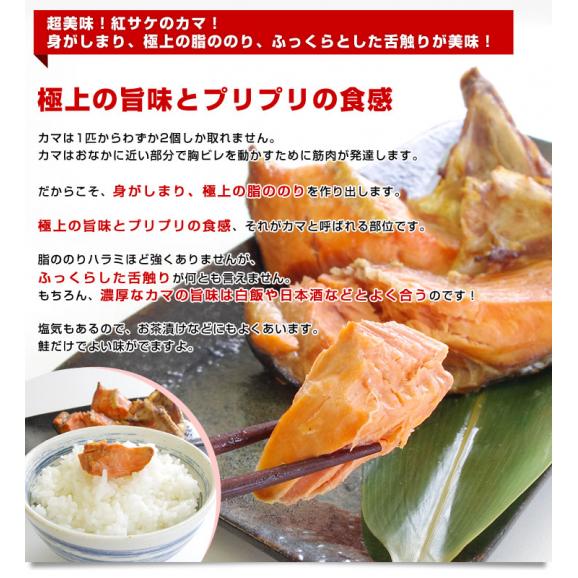 送料無料　北海道から直送　北海道加工　脂たっぷりの紅鮭カマ（ロシア産）500g（約4から7切）×2袋セット05