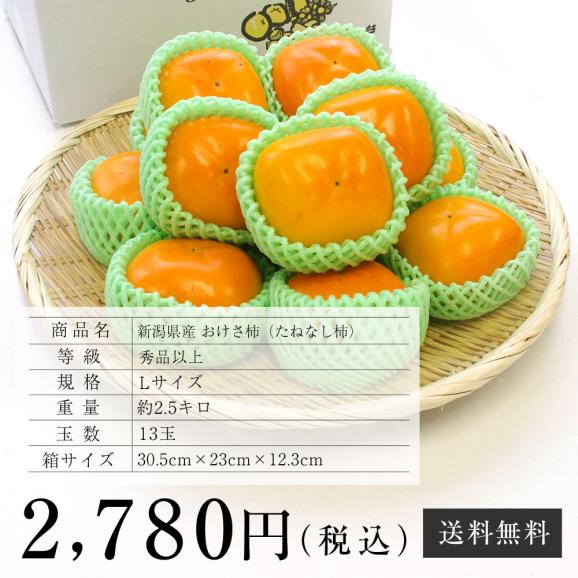 送料無料 新潟県産 おけさ柿 たねなし柿 Lサイズ 約2 5キロ 13玉 たねなし柿 おけさがき オケサカキ 産直だより Plus の通販 お取り寄せなら ぐるすぐり