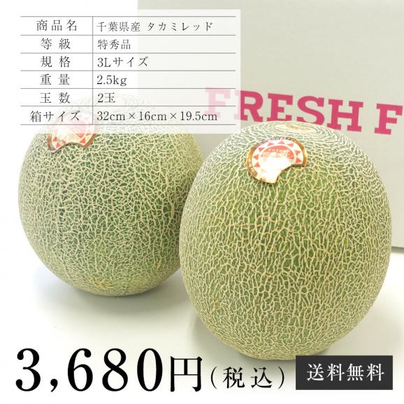 千葉県産 タカミレッド 特秀品 3lサイズ 2 5キロ 2玉入り 送料無料 赤肉メロン 貴味メロン 産直だより Plus の通販 お取り寄せなら ぐるすぐり
