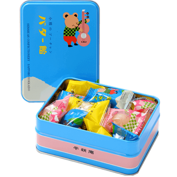 小熊のプーチャンバター飴 缶入 約75ｇ 千秋庵の通販 お取り寄せなら ぐるすぐり