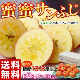 糖度13.5度以上『蜜蜜サンふじ』青森県産　岩木山りんご生産出荷組合　約2.7kg（目安として7～13玉）送料無料　※常温