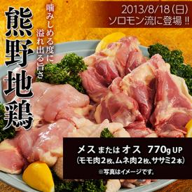 肉 鶏肉 三重県産 熊野地鶏 メスまたはオス 770gUP ムネ肉2枚 モモ肉2枚 ササミ2本 冷凍 同梱不可 送料無料