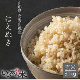 地元近隣協力農家が作ったブランド米　『いいあん米』　「はえぬき」を玄米30kgでお届け！